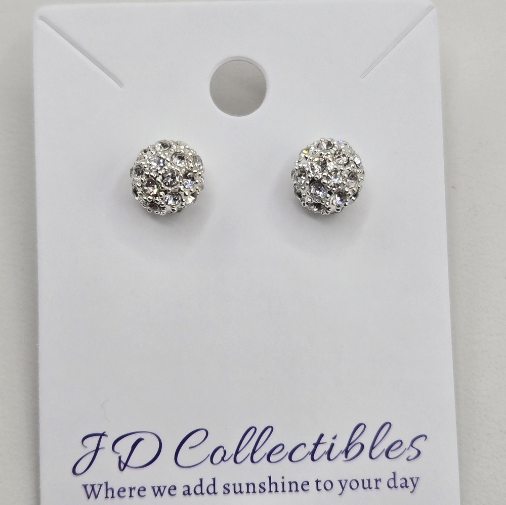 Swarovski Elements Silver Crystal Earrings Made with Swarovski Crystals - Picture 2 of 5